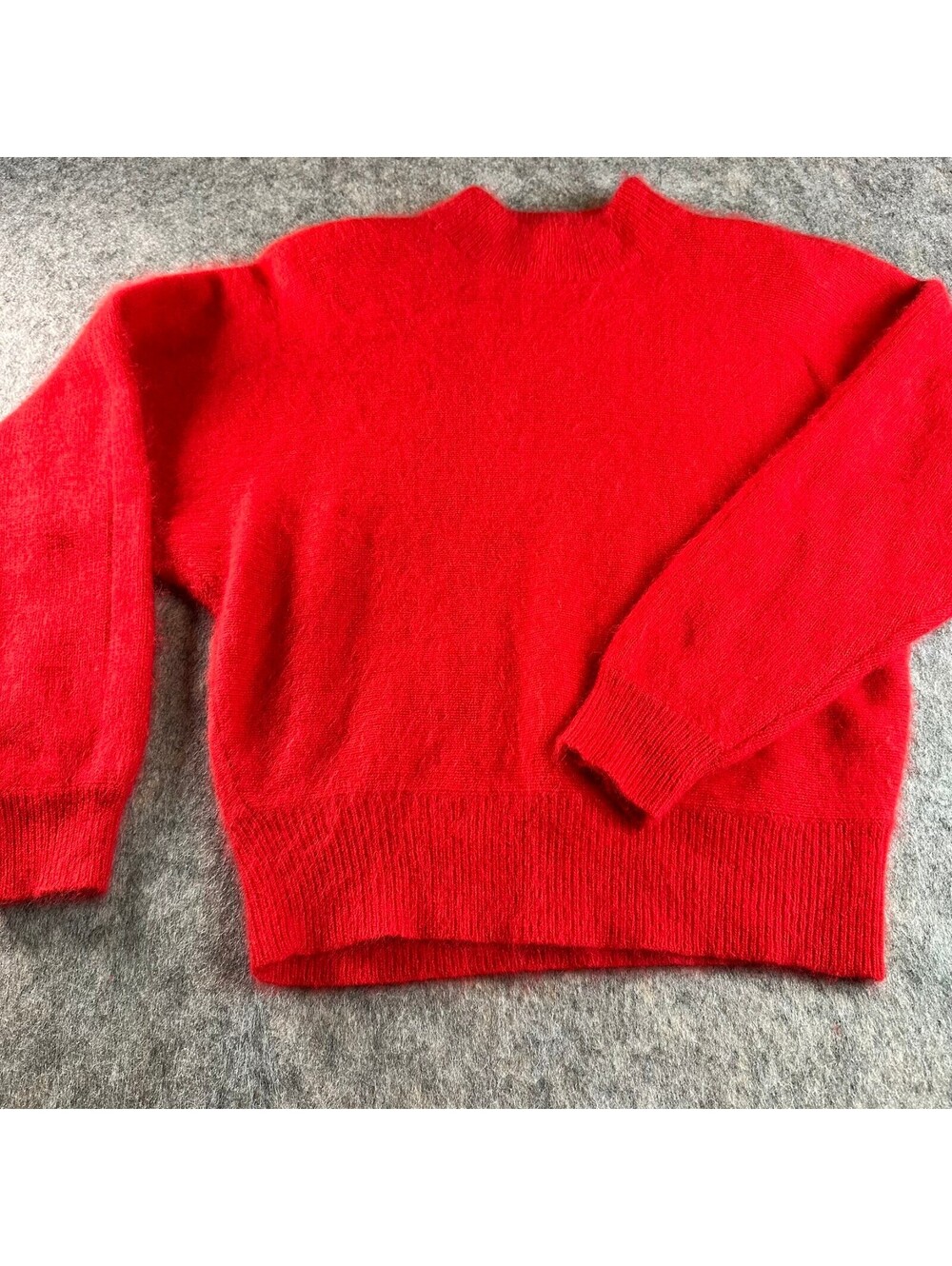 Vintage Rafaella Petites Red Angora Lambswool Mock Neck Sweater Sz S